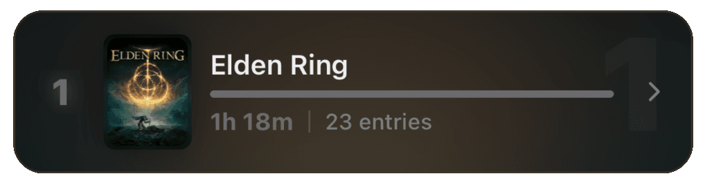 LoreLog gaming journal entry showing game session history and stats