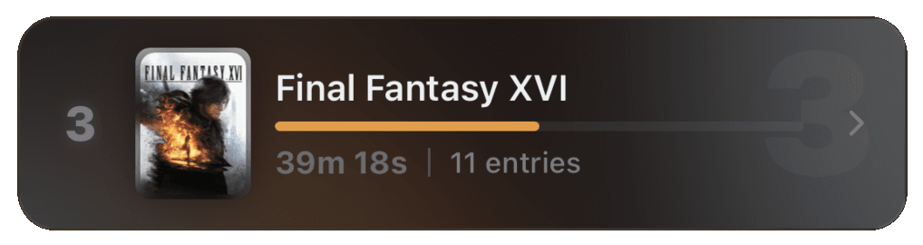 LoreLog gaming journal entry showing game session history and stats