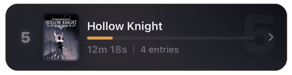 LoreLog gaming journal entry showing game session history and stats